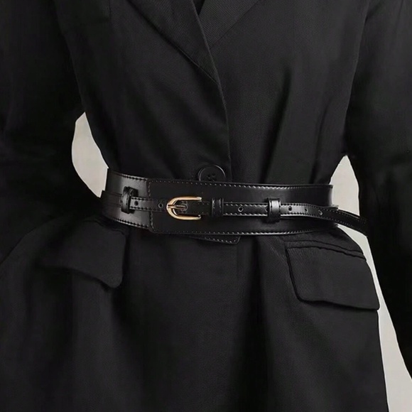 Luxe Vegan Leather Skinny Wide Belt Set - Picture 2 of 9